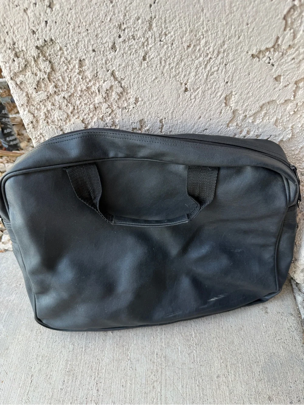 Renwick Black Laptop Messenger Briefcase Faux Leather Work Travel Bag